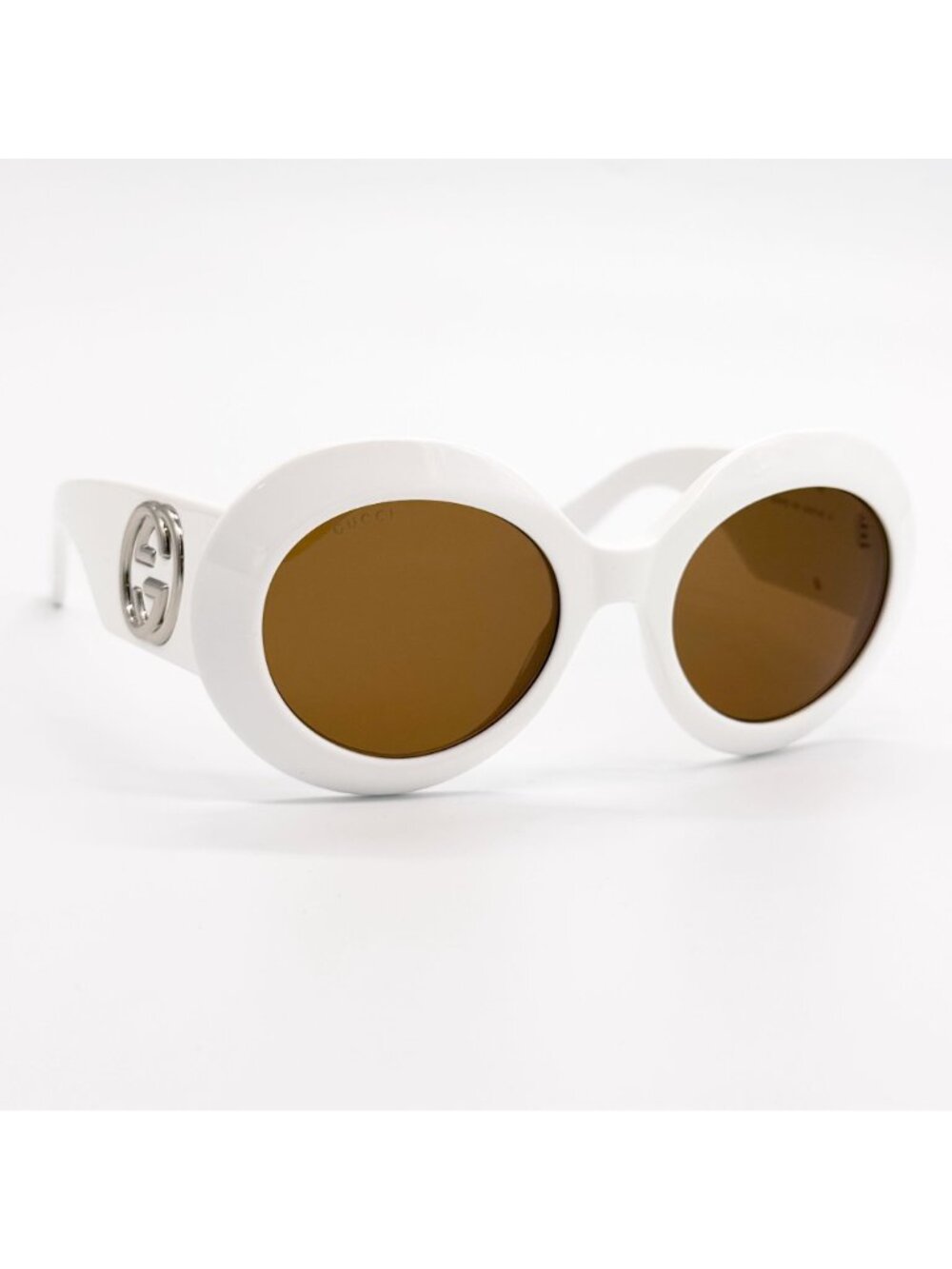 NEW GUCCI SUNGLASSES GG1647S 003 WOMEN ROUND WHITE BROWN EYEWEAR - Picture 6 of 12